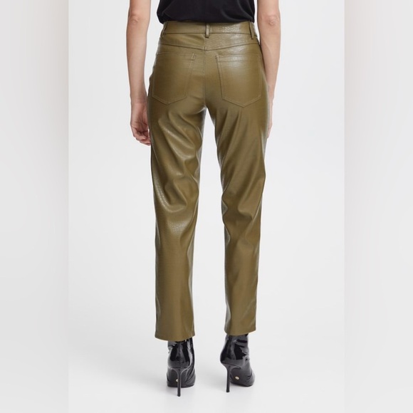 Halogen Faux Leather High Rise Olive Green Pants - Picture 2 of 8